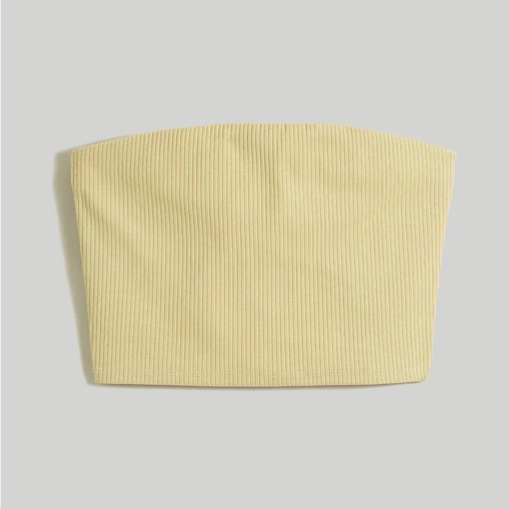 Madewell Ribbed Strapless Crop Top in Beige - Picture 5 of 10